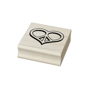 Tampons Encreurs Stamp 3D Peace & Love Heart Wood Art