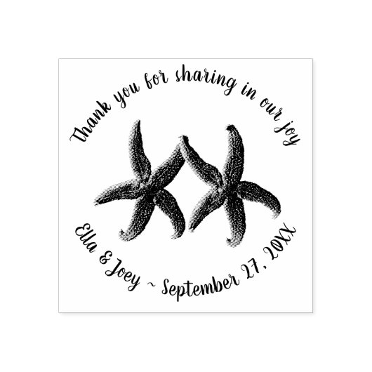 Tampons Encreurs Starfish Couple Wedding Thank You Rubber Stamp (Impression)