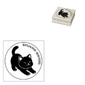 Tampons Encreurs Stretching Black Cat Custom Text (Tamponné)