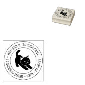 Tampons Encreurs Stretching Black Cat Round Address (Tamponné)