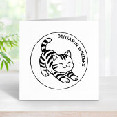 Tampons Encreurs Stretching Tabby Cat Custom Text