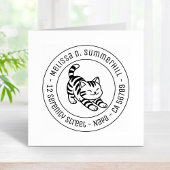 Tampons Encreurs Stretching Tabby Cat Round Address