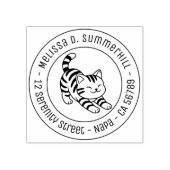 Tampons Encreurs Stretching Tabby Cat Round Address (Impression)