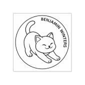 Tampons Encreurs Stretching White Cat Custom Text (Impression)