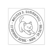 Tampons Encreurs Stretching White Cat Round Address (Impression)