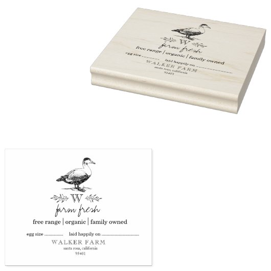 Tampons Encreurs Style agricole Monogramme Canard Oeuf Carton Timbr (Tamponné)