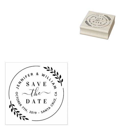 Tampons Encreurs Style Moderne Wreath & Cute Script Enregistrer La  (Tamponné)