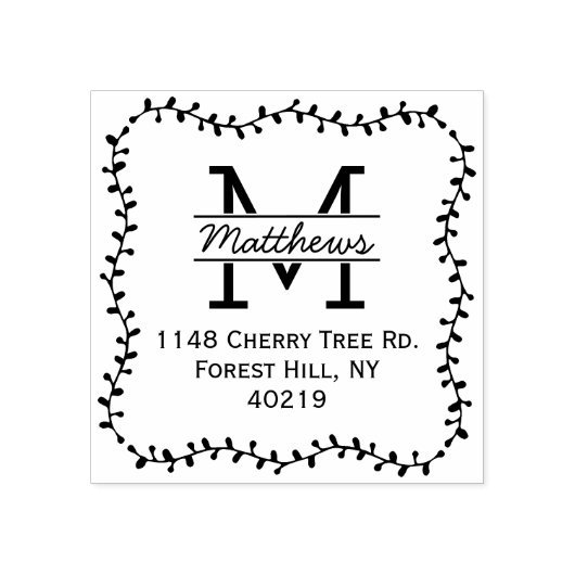 Tampons Encreurs Stylish Botanical Border Custom (Impression)