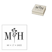 Tampons Encreurs Stylish Chic Wedding Wildflowers Initials Monogram (Tamponné)