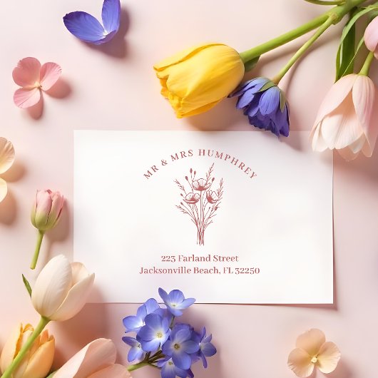 Tampons Encreurs Stylish Romantic Poppies Wildflowers Bouquet