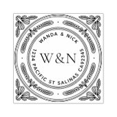 Tampons Encreurs Stylized Leaf Wooden Return Address Stamp (Impression)