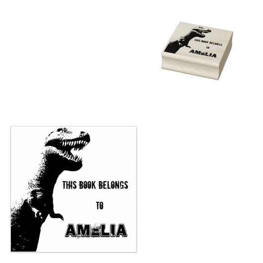 Tampons Encreurs T-Rex personnalisé - Ce livre appartient à (Tamponné)