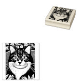 Tampons Encreurs Tabby Cat entouré de fleurs (Tamponné)