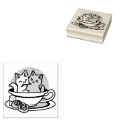 Tampons Encreurs Tea Time Meow Time - Cute Cat and Tea Design (Tamponné)