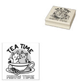 Tampons Encreurs Tea Time Meow Time - Cute Cat and Tea Design (Tamponné)