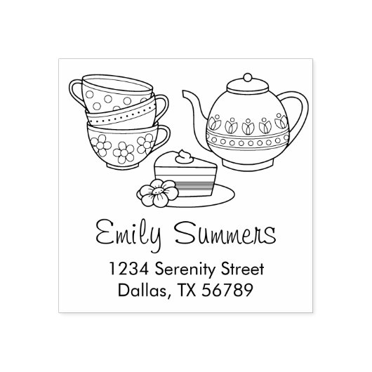 Tampons Encreurs Teapot, Teapups et Cake Address (Impression)