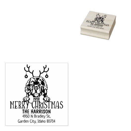 Tampons Encreurs Terre-Neuve Chien Noël Adresse de retour (Tamponné)