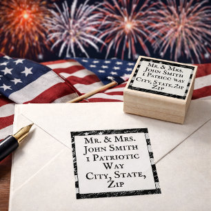 Tampons Encreurs Timbre adresse de retour Drapeau Americana rustiqu