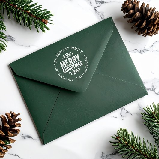 Tampons Encreurs Timbre Adresse de Retour Joyeux Noël Rustique