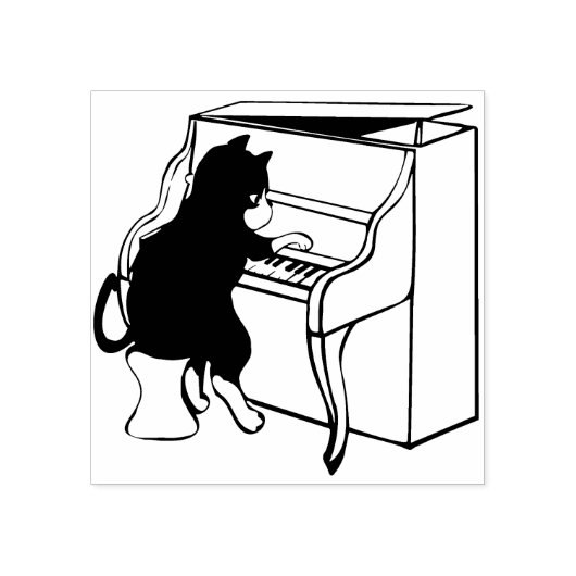 Tampons Encreurs timbre art piano chat (Impression)