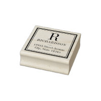 Timbre carré initial en bois personnalisé