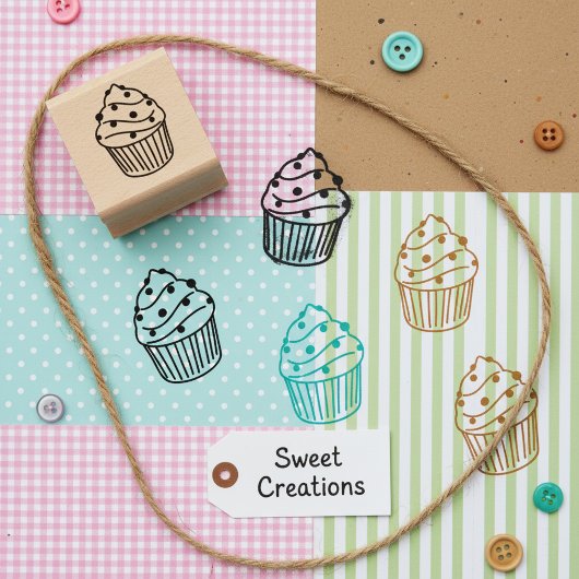 Tampons Encreurs Timbre Cupcake - Mini Timbre d'art en bois pour l'