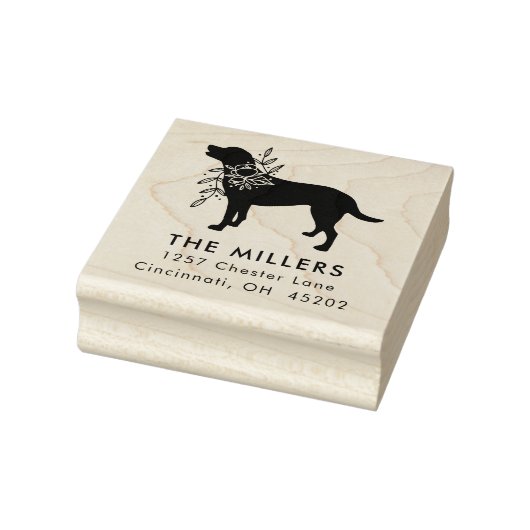 Tampons Encreurs Timbre d'adresse de Carré personnalisé de chien fl (Tampon)