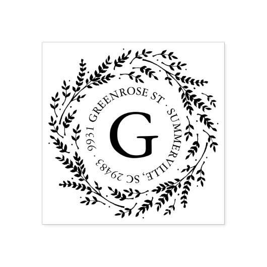 Tampons Encreurs Timbre d'adresse de monogramme de couronne rustiqu (Impression)