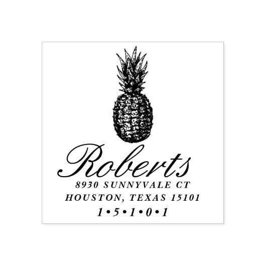 Tampons Encreurs Timbre d'adresse de retour ananas (Impression)