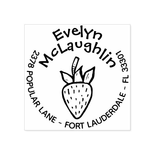 Tampons Encreurs Timbre d'adresse de retour de fraises blanches per (Impression)