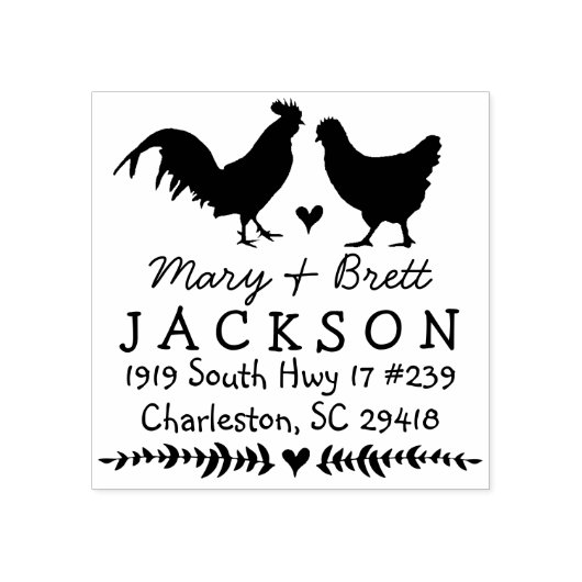 Tampons Encreurs Timbre d'adresse de retour des poulets - Animaux M (Impression)