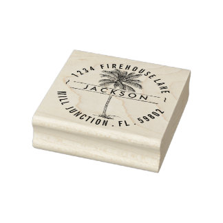 Tampons Encreurs Timbre d'adresse de retour Palm Tree vintage