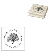 Tampons Encreurs Timbre d'adresse du cercle de l'arbre rustique (Tamponné)