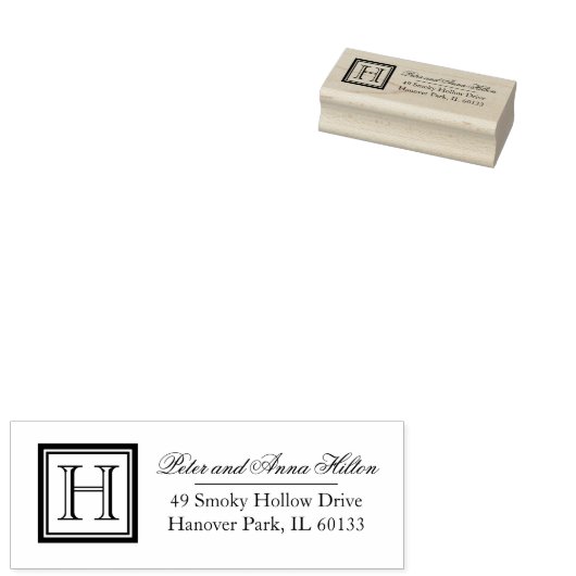 Tampons Encreurs Timbre d'adresse Monogramme Carré classique (Tamponné)