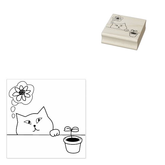 Tampons Encreurs timbre d'art de chat fleur (Tamponné)