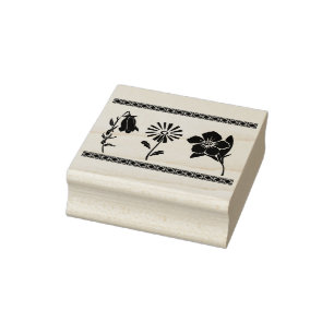 Tampons Encreurs timbre d'art de la bordure en silhouette de fleur