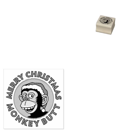 Tampons Encreurs Timbre d'art de Noël Monkey Butt Wood (Tamponné)