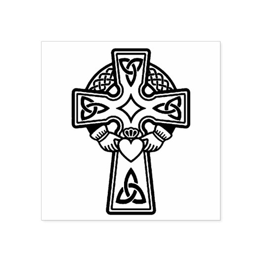 Tampons Encreurs Timbre d'art en bois Claddagh Cross (Impression)
