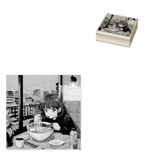 Tampons Encreurs Timbre d'Art en Bois d'Anime Retro - Style Manga V (Tamponné)