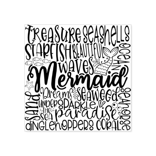 Tampons Encreurs Timbre d'art en bois de Mermaid Beach (Impression)