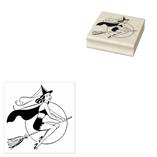 Tampons Encreurs Timbre d'art en caoutchouc pour sorcière rétro (Tamponné)
