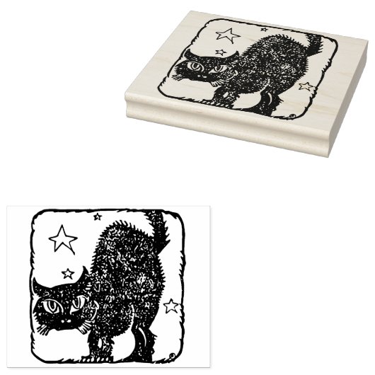 Tampons Encreurs Timbre d'art en silhouette de chat noir (Tamponné)