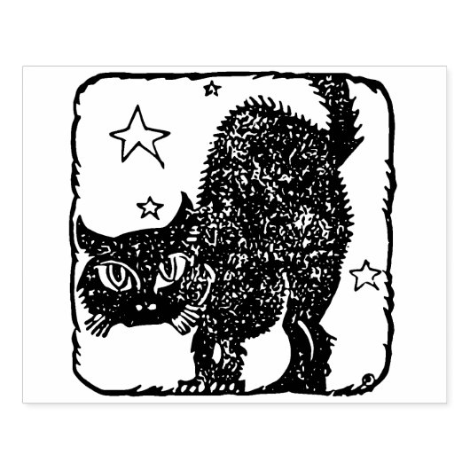 Tampons Encreurs Timbre d'art en silhouette de chat noir (Impression)