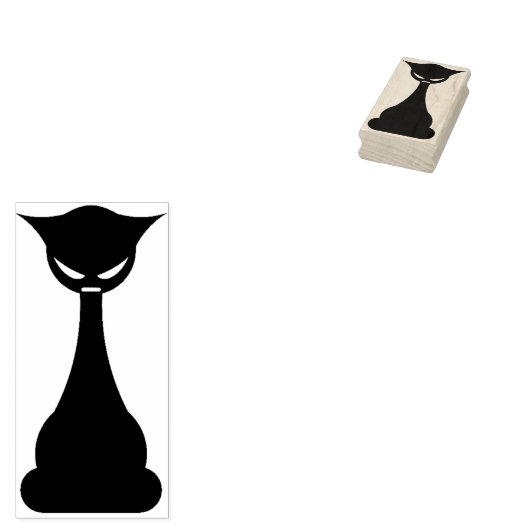 Tampons Encreurs Timbre d'art gothique en silhouette de chat noir (Tamponné)