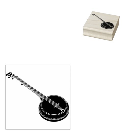 Tampons Encreurs timbre d'art silhouette banjo (Tamponné)