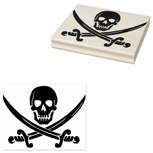 Tampons Encreurs Timbre d'art silhouette crâne et épées (Tamponné)