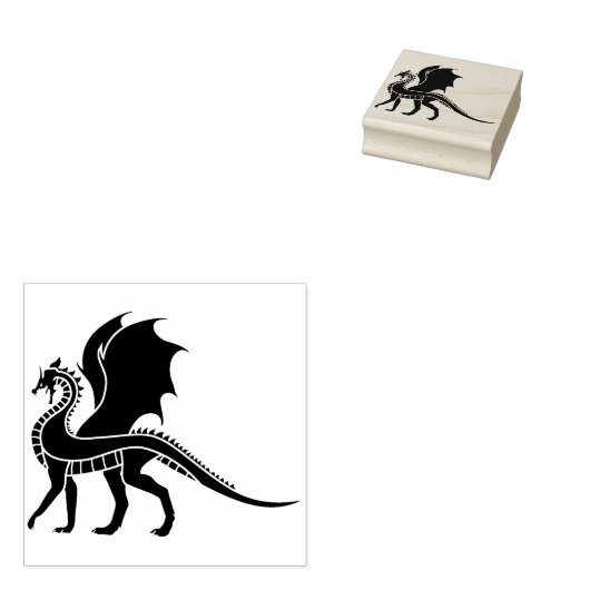 Tampons Encreurs timbre d'art silhouette du dragon ailé (Tamponné)
