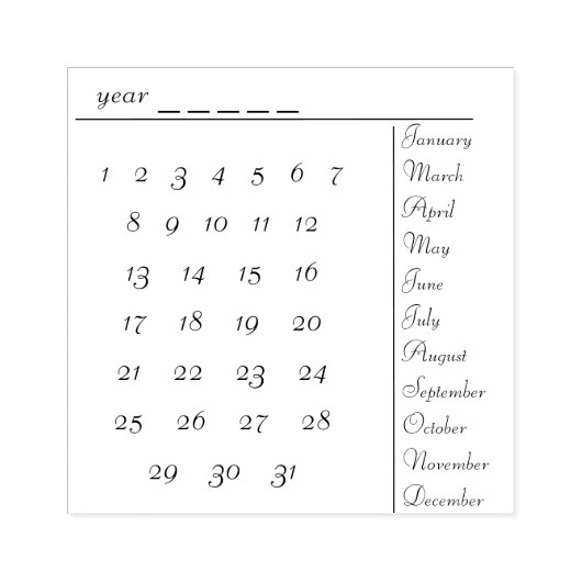 Tampons Encreurs timbre de calendrier (Impression)