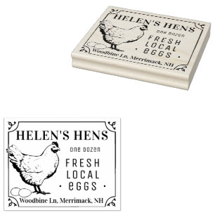 Tampons Encreurs Timbre de carton d'oeuf frais local vintage Hen et