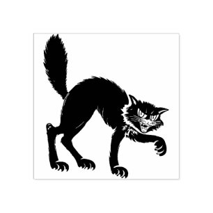 Tampons Encreurs Timbre de chat noir Halloween vintage
